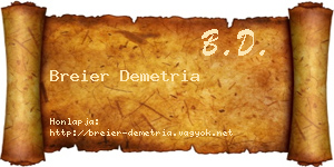 Breier Demetria névjegykártya